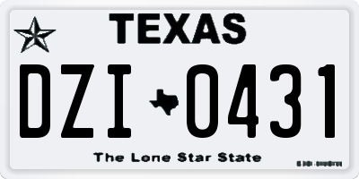 TX license plate DZI0431