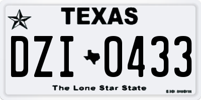 TX license plate DZI0433