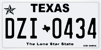 TX license plate DZI0434