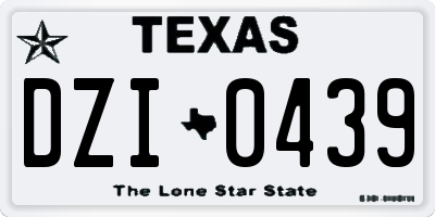 TX license plate DZI0439