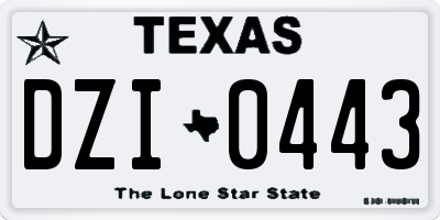 TX license plate DZI0443