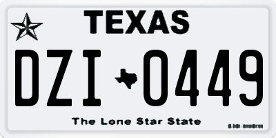 TX license plate DZI0449
