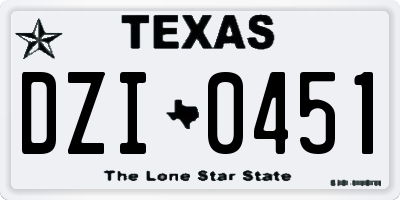 TX license plate DZI0451