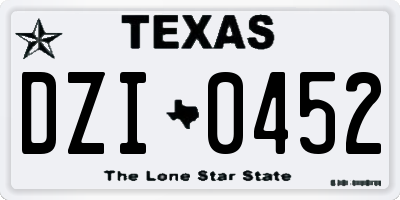 TX license plate DZI0452