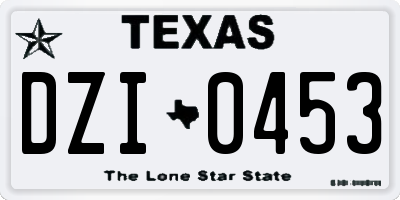 TX license plate DZI0453