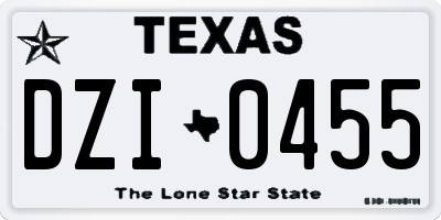 TX license plate DZI0455