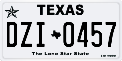 TX license plate DZI0457