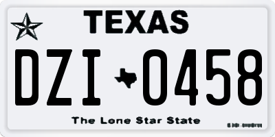 TX license plate DZI0458