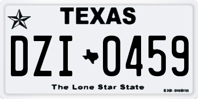 TX license plate DZI0459
