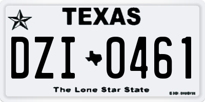 TX license plate DZI0461