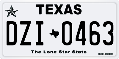 TX license plate DZI0463