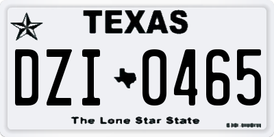 TX license plate DZI0465