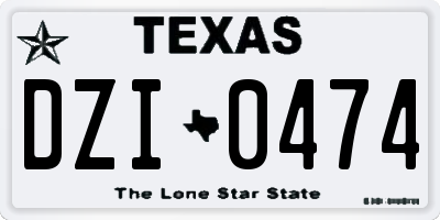 TX license plate DZI0474