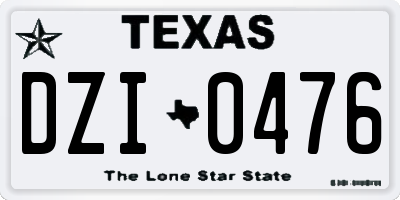 TX license plate DZI0476