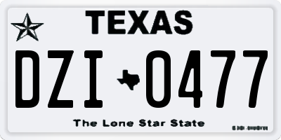 TX license plate DZI0477