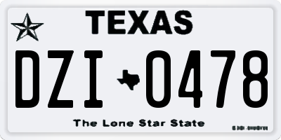 TX license plate DZI0478