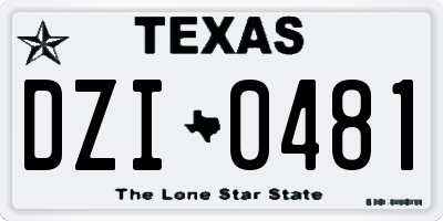 TX license plate DZI0481