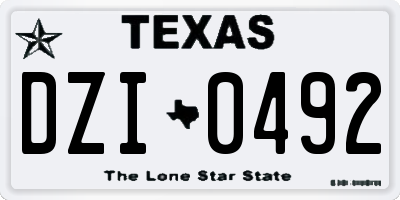 TX license plate DZI0492