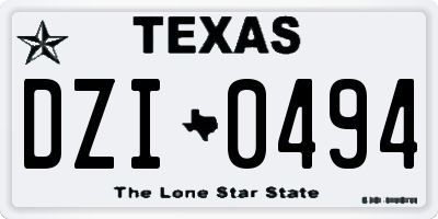 TX license plate DZI0494