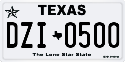 TX license plate DZI0500