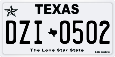 TX license plate DZI0502