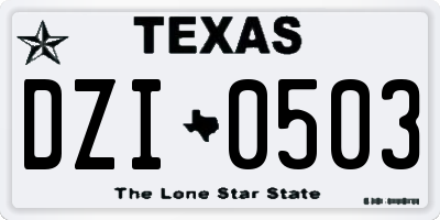 TX license plate DZI0503