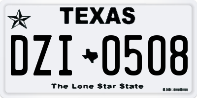 TX license plate DZI0508