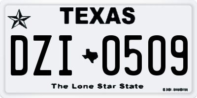 TX license plate DZI0509
