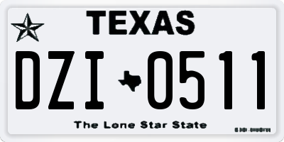 TX license plate DZI0511