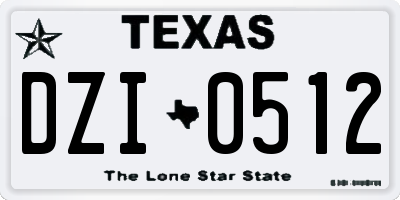 TX license plate DZI0512