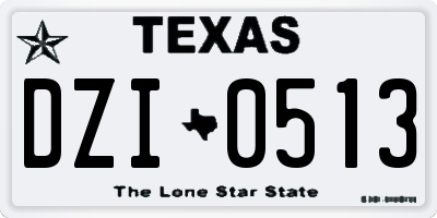 TX license plate DZI0513