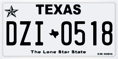 TX license plate DZI0518