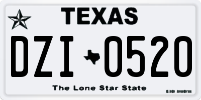 TX license plate DZI0520