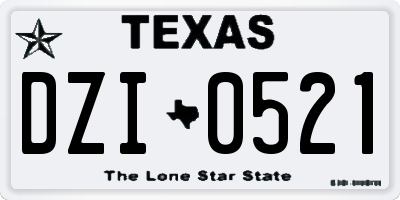 TX license plate DZI0521