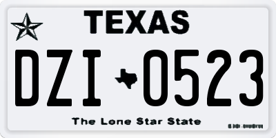 TX license plate DZI0523