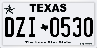 TX license plate DZI0530