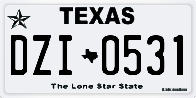 TX license plate DZI0531