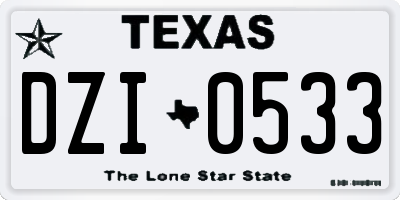 TX license plate DZI0533