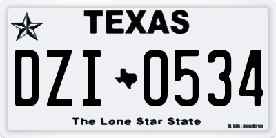 TX license plate DZI0534