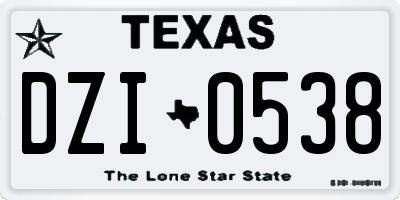 TX license plate DZI0538