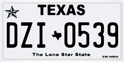 TX license plate DZI0539