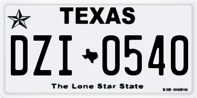 TX license plate DZI0540