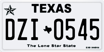 TX license plate DZI0545