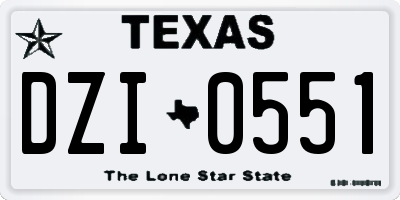 TX license plate DZI0551