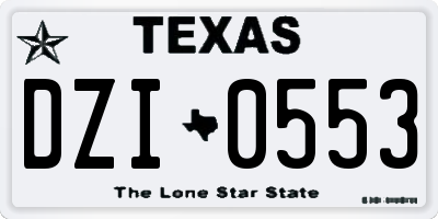 TX license plate DZI0553