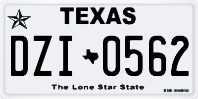 TX license plate DZI0562
