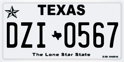 TX license plate DZI0567