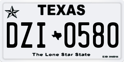 TX license plate DZI0580
