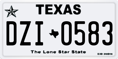TX license plate DZI0583