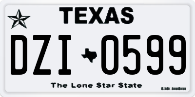 TX license plate DZI0599